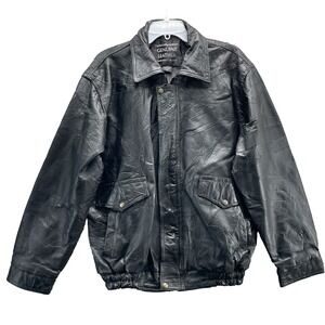 Napoline 100% Leather Bomber Jacket XL Baggy Biker Streetwear Retro Moto Y2K 90s